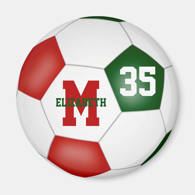red green custom soccer team colors magnet (Front)