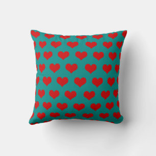 Red Green Cute Cozy Modern Romantic Chic Heart  Throw Pillow