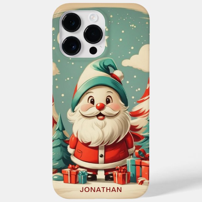 Red Green Cute Santa Personalized Christmas  Case-Mate iPhone Case (Back)