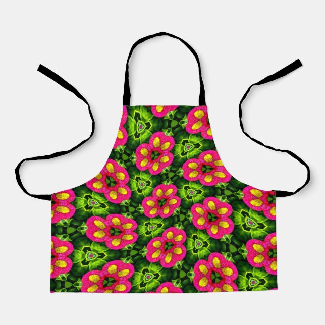 Red Green Daisy Pattern Apron (Front)