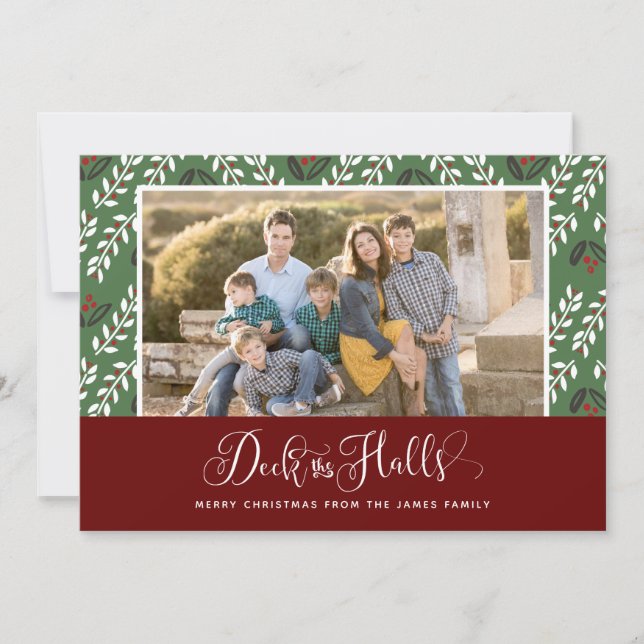 Red Green Deck The Halls Christmas Photo Cards (Front)