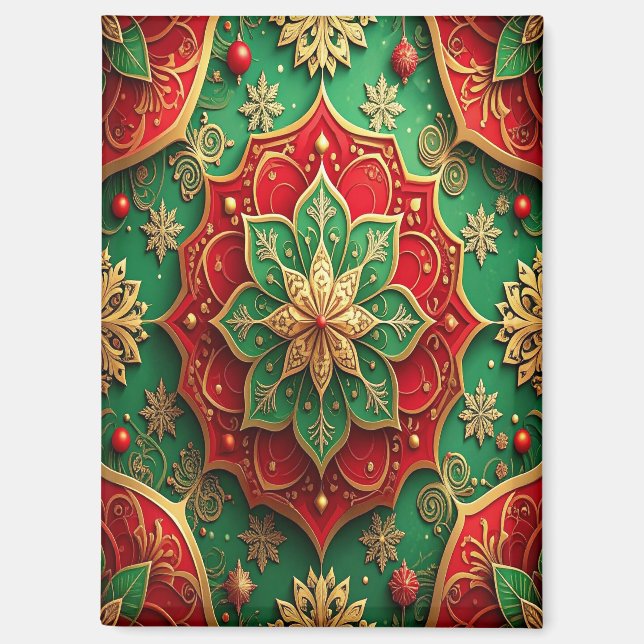 Red Green Decorative Christmas Holiday Magnet (Front)