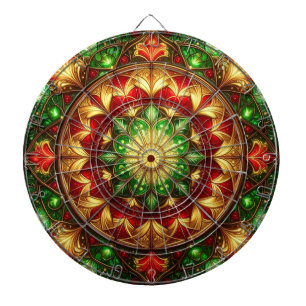Red Green Decorative Floral Dartboard