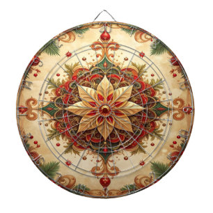 Red Green Decorative Floral Dartboard