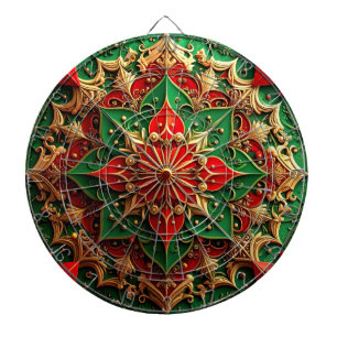 Red Green Decorative Floral Dartboard