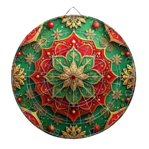 Red Green Decorative Floral Dartboard