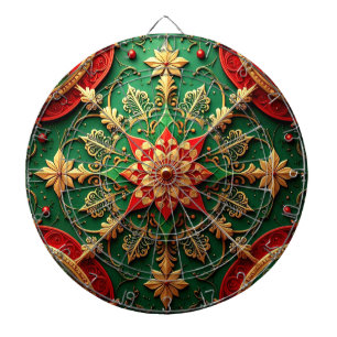 Red Green Decorative Floral Dartboard