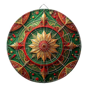 Red Green Decorative Floral Dartboard