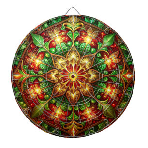 Red Green Decorative Floral Dartboard
