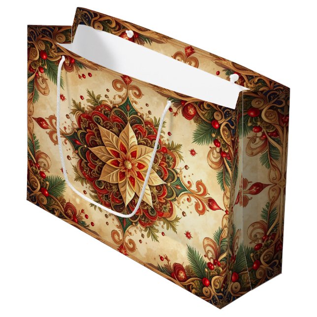 Red Green Decorative Holiday Gift Bag (Front Angled)
