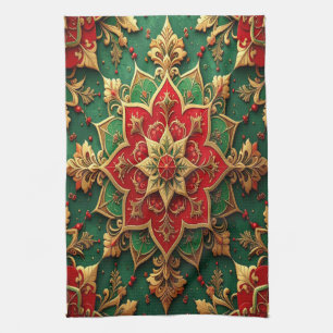Red Green Decorative Holiday Kitchen Towel
