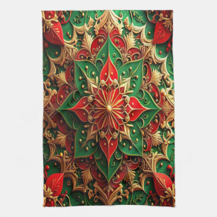 Red Green Decorative Holiday Kitchen Towel