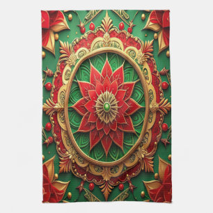 Red Green Decorative Holiday Kitchen Towel