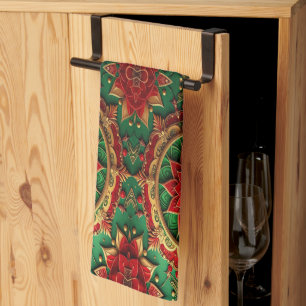 Red Green Decorative Holiday Kitchen Towel