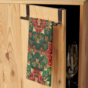 Red Green Decorative Holiday Kitchen Towel