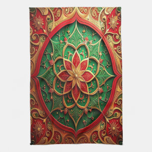 Red Green Decorative Holiday Kitchen Towel