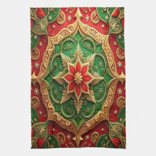 Red Green Decorative Holiday Kitchen Towel