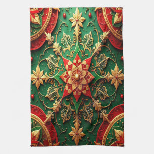 Red Green Decorative Holiday Kitchen Towel