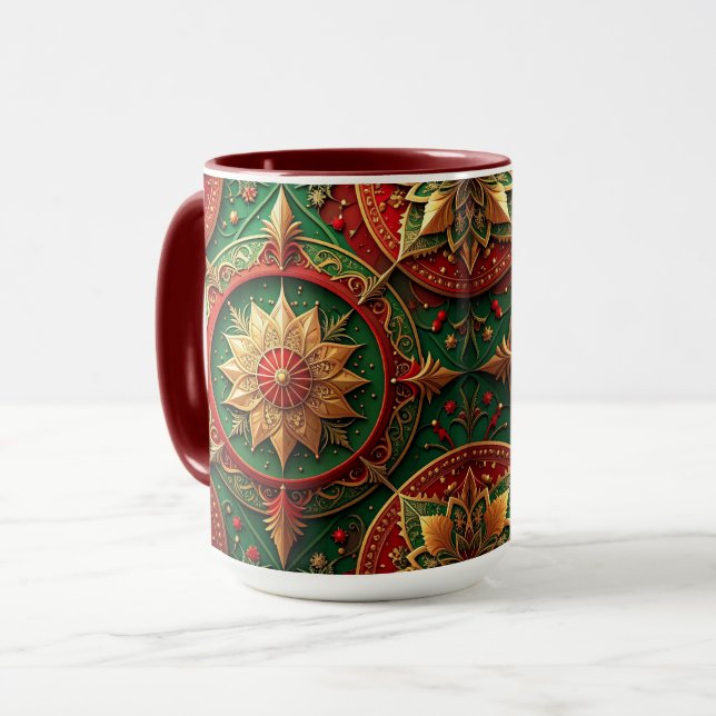 Red Green Decorative Holiday Mug (Front Left)