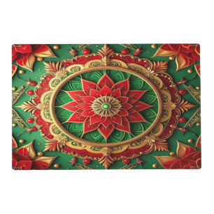 Red Green Decorative Holiday Paper Placemat