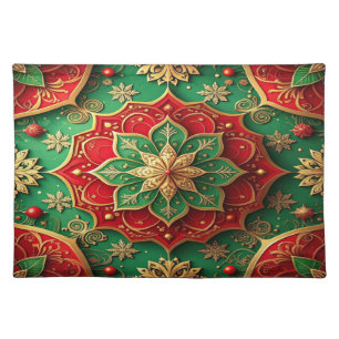 Red Green Decorative Holiday Table Cloth Placemat