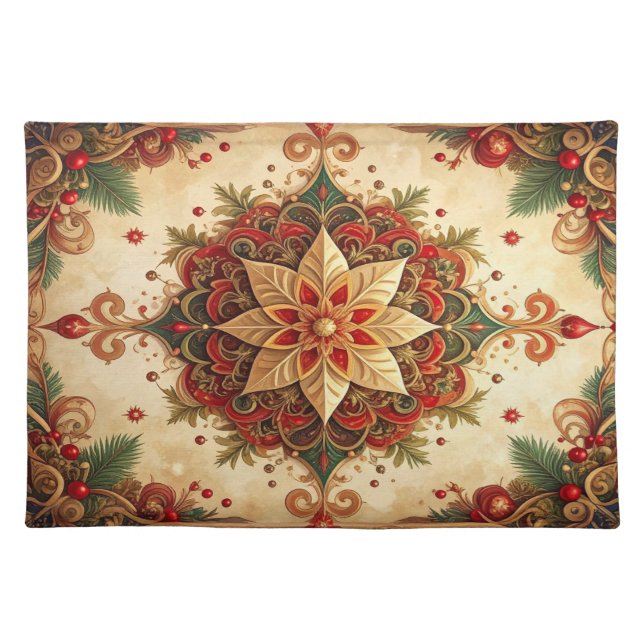Red Green Decorative Holiday Table Cloth Placemat (Front)