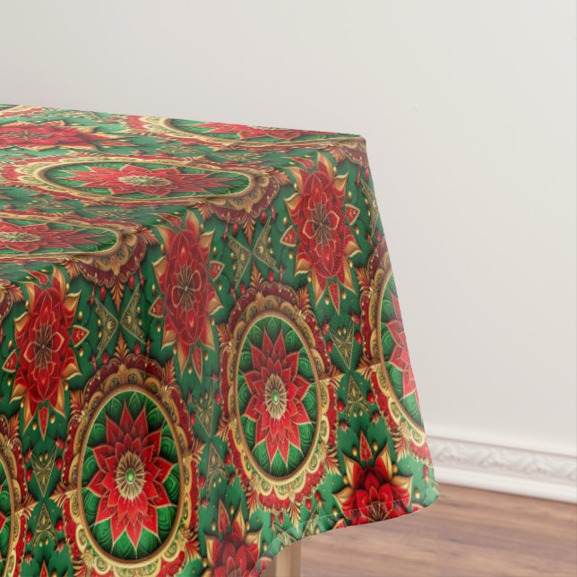 Red Green Decorative Holiday Tablecloth (In Situ)