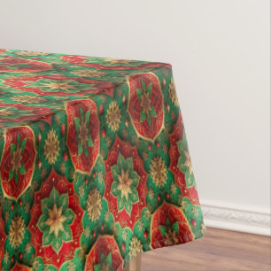 Red Green Decorative Holiday Tablecloth