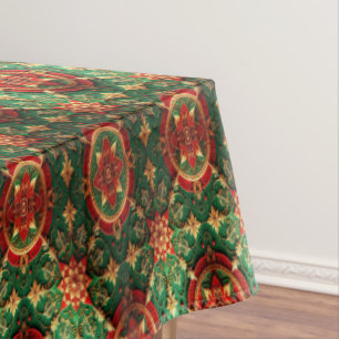 Red Green Decorative Holiday Tablecloth