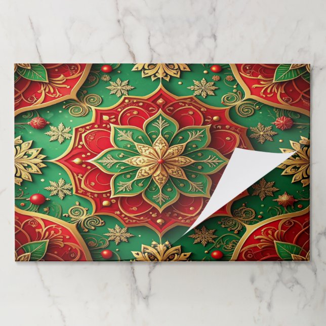 Red Green Decorative Holiday Tearaway Placemat (Folded)