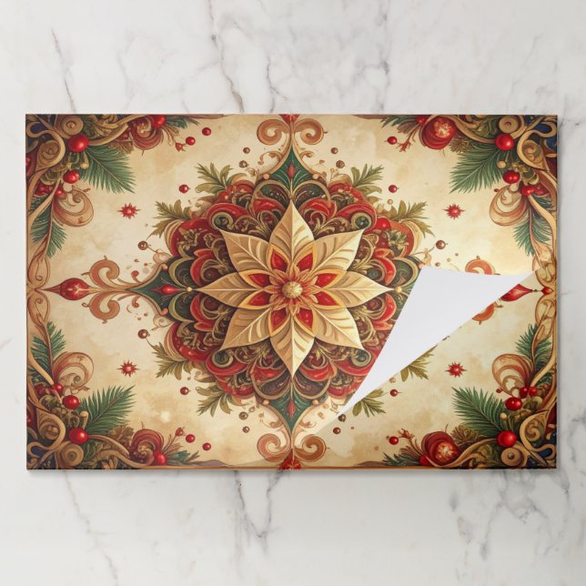 Red Green Decorative Holiday Tearaway Placemat (Folded)