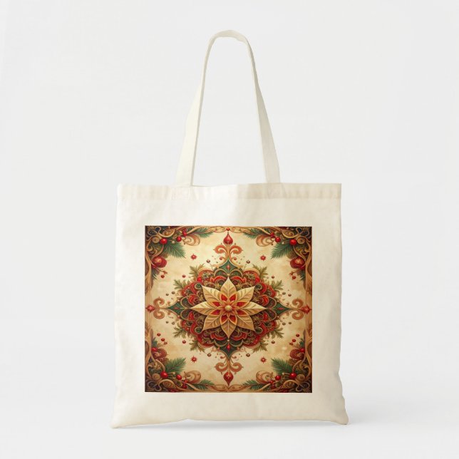 Red Green Decorative Holiday Tote Bag (Front)