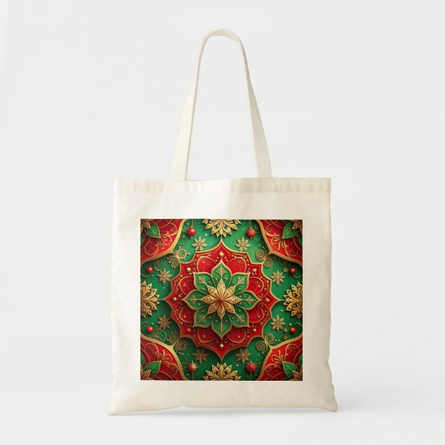 Red Green Decorative Holiday Tote Bag (Front)