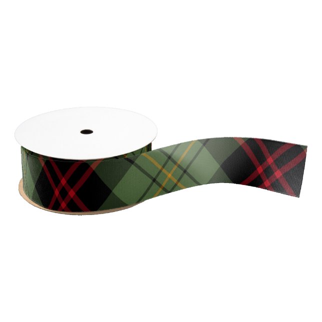 Red Green Diagonal Plaid 1.5 Inch Grosgrain Ribbon (Spool)