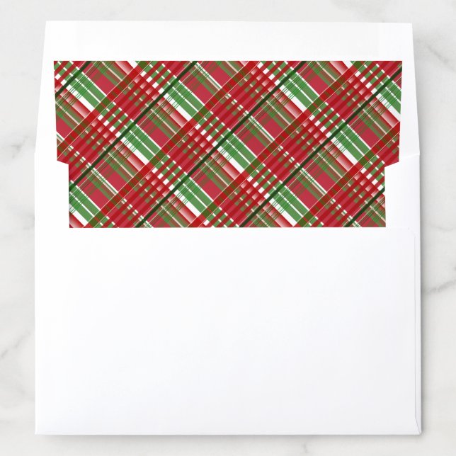 Red Green Diagonal Plaid Envelope Liner 5x7 (In Envelope)