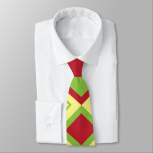 Red Green Diamond Geometric Neck Tie
