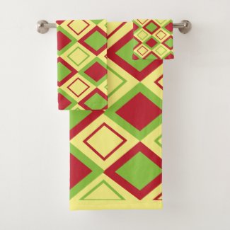 Red Green Diamond Geometric Pattern