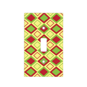 Red Green Diamond Geometric Pattern Light Switch Cover