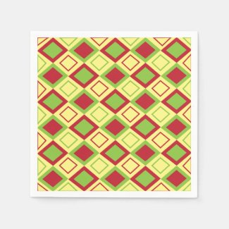 Red Green Diamond Geometric Pattern Party