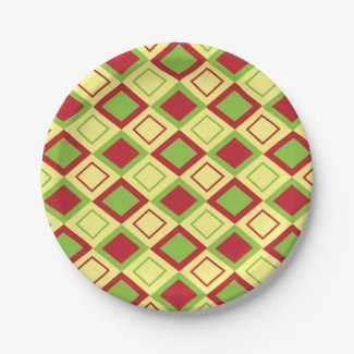 Red Green Diamond Geometric Pattern Party