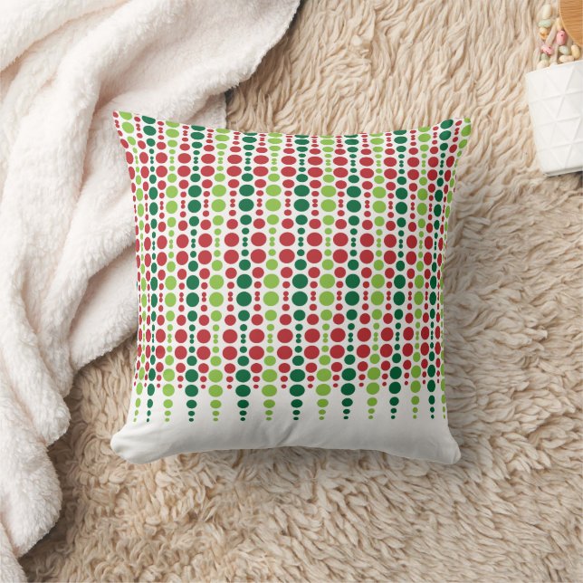 Red & Green Dot Pattern Throw Pillow (Blanket)