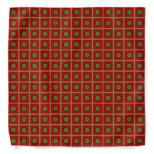Red Green Dots Squares Bandana