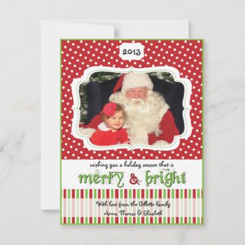 Red & Green Dots & Stripes Holiday Photo Card by weddingsnwhimsy at Zazzle
