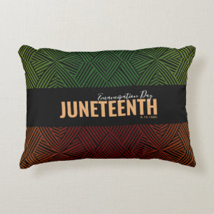 Red Green Emancipation Day June 19 JUNETEENTH Accent Pillow