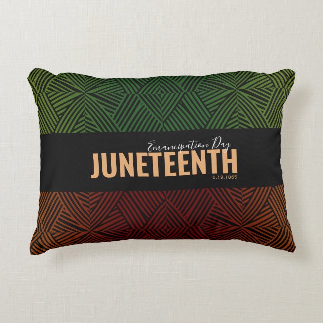Red Green Emancipation Day June 19 JUNETEENTH Accent Pillow (Front)
