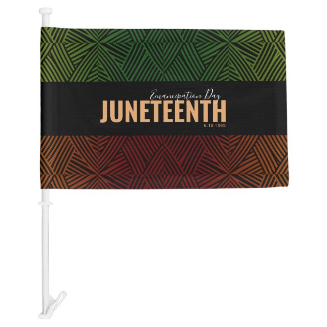 Red Green Emancipation Day June 19 JUNETEENTH Car Flag (Front)