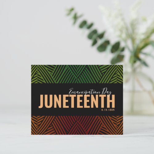 Red Green Emancipation Day June 19 JUNETEENTH Holiday Postcard