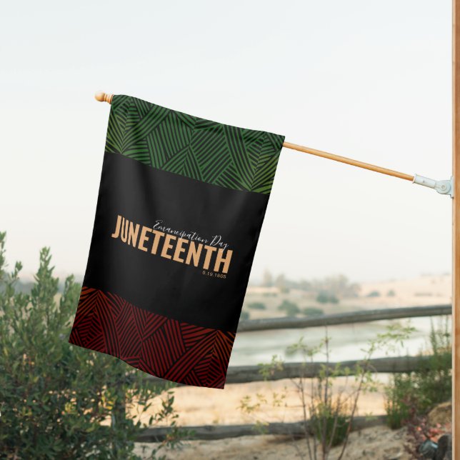 Red Green Emancipation Day June 19 JUNETEENTH House Flag (Insitu (Back))