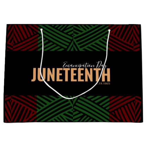 Red Green Emancipation Day June 19 JUNETEENTH Large Gift Bag