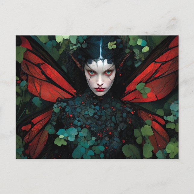 Red Green Fairy Fantasy Art Postcard (Front)